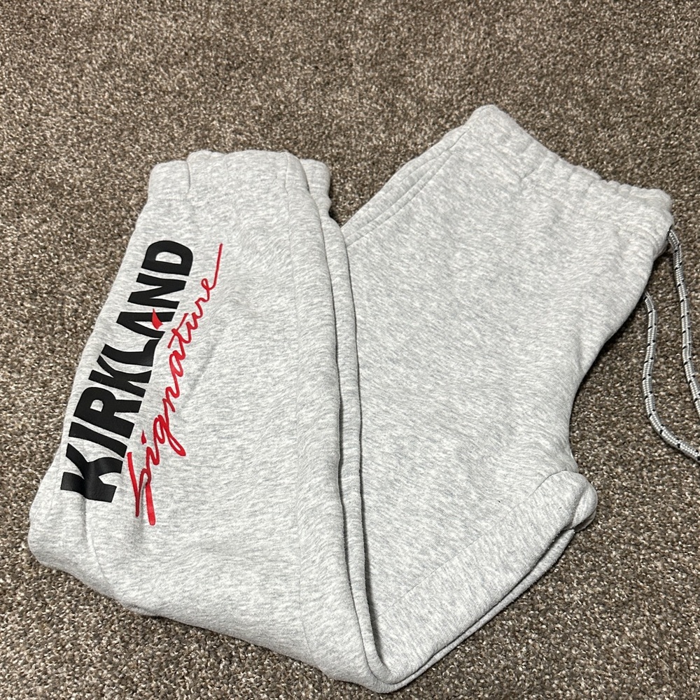 Kirkland Signature Gray Joggers with Red Logo